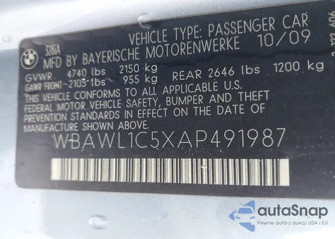 2010 BMW 328I from USA, damaged, VIN WBAWL1C5XAP491987
